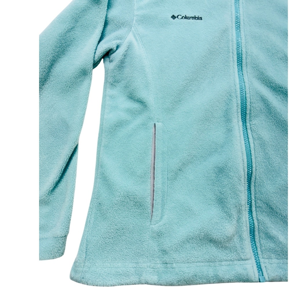 Columbia Women's L Aqua Blue Benton Springs Full Zip Fleece Jacket Mock Neck - Picture 4 of 11